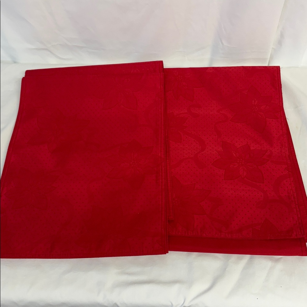 Mainstays Vibrant Red Poinsettia table runner lot of 2 - 70 x 13